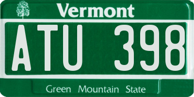 VT license plate ATU398