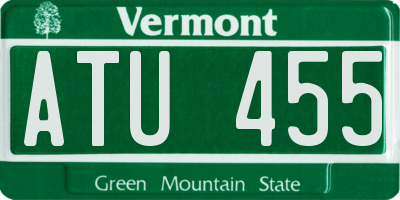 VT license plate ATU455