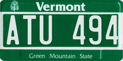 VT license plate ATU494