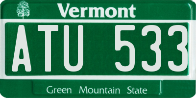 VT license plate ATU533