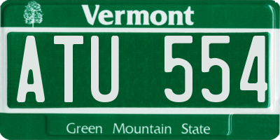 VT license plate ATU554