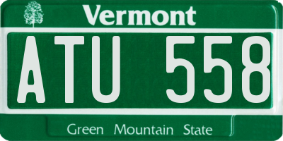 VT license plate ATU558
