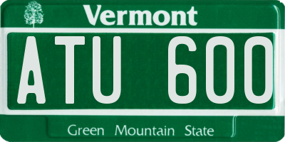 VT license plate ATU600