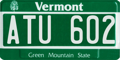 VT license plate ATU602