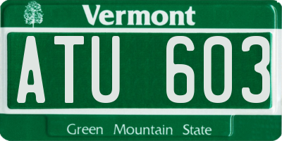 VT license plate ATU603