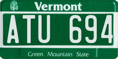 VT license plate ATU694
