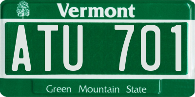 VT license plate ATU701