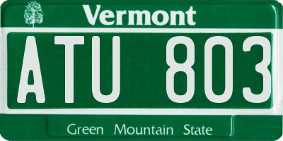 VT license plate ATU803