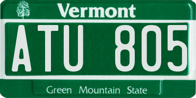 VT license plate ATU805