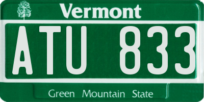 VT license plate ATU833