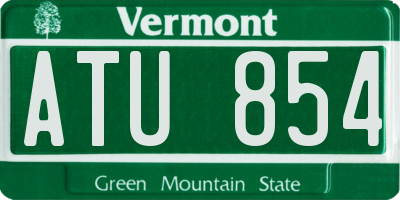 VT license plate ATU854