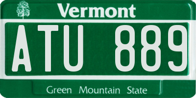 VT license plate ATU889