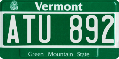 VT license plate ATU892