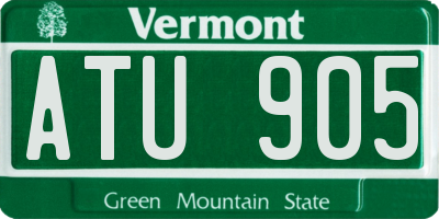 VT license plate ATU905