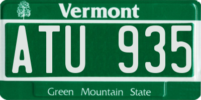 VT license plate ATU935