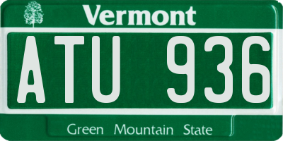 VT license plate ATU936