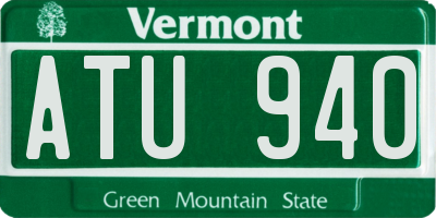 VT license plate ATU940