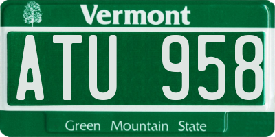 VT license plate ATU958
