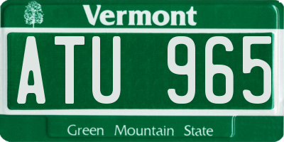 VT license plate ATU965