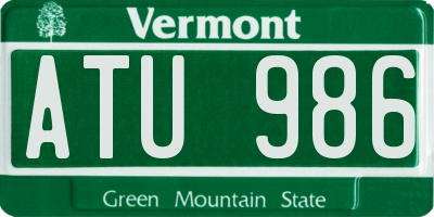 VT license plate ATU986