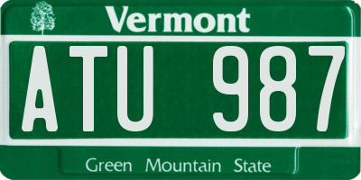 VT license plate ATU987