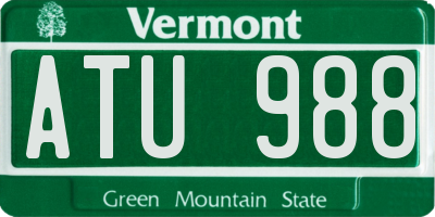 VT license plate ATU988