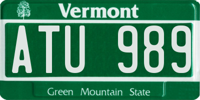 VT license plate ATU989