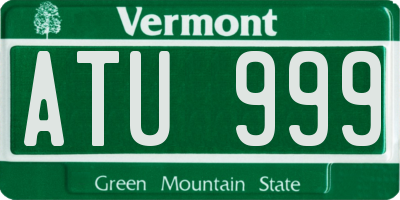 VT license plate ATU999