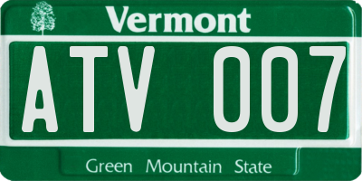 VT license plate ATV007