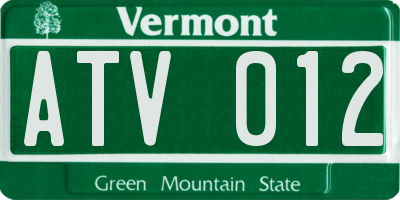 VT license plate ATV012