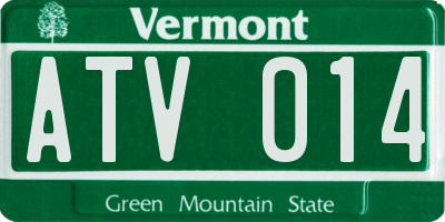 VT license plate ATV014