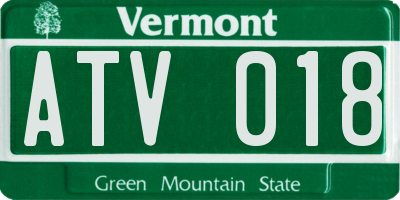 VT license plate ATV018