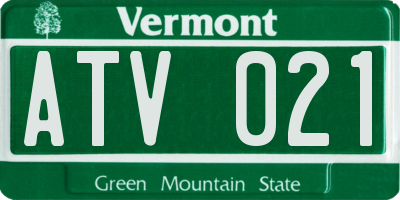 VT license plate ATV021