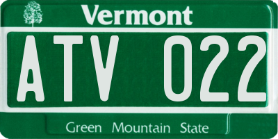 VT license plate ATV022
