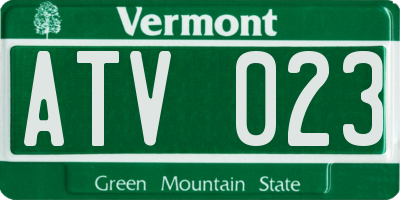 VT license plate ATV023