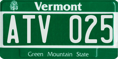 VT license plate ATV025