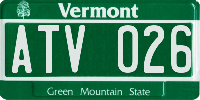 VT license plate ATV026