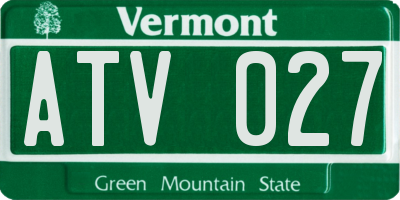 VT license plate ATV027
