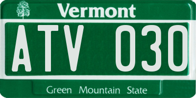 VT license plate ATV030