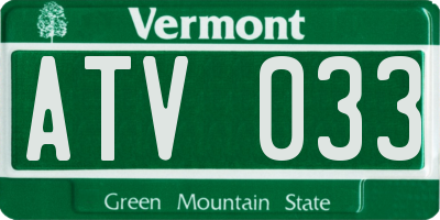 VT license plate ATV033