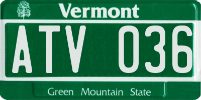 VT license plate ATV036
