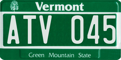 VT license plate ATV045