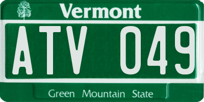 VT license plate ATV049