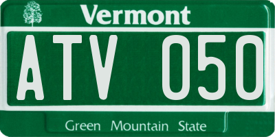 VT license plate ATV050