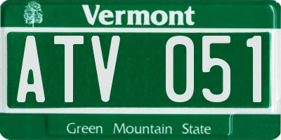 VT license plate ATV051