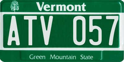 VT license plate ATV057