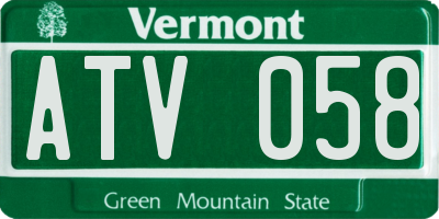 VT license plate ATV058