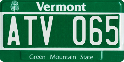 VT license plate ATV065