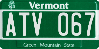 VT license plate ATV067