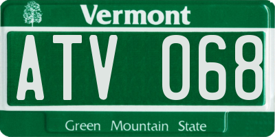 VT license plate ATV068